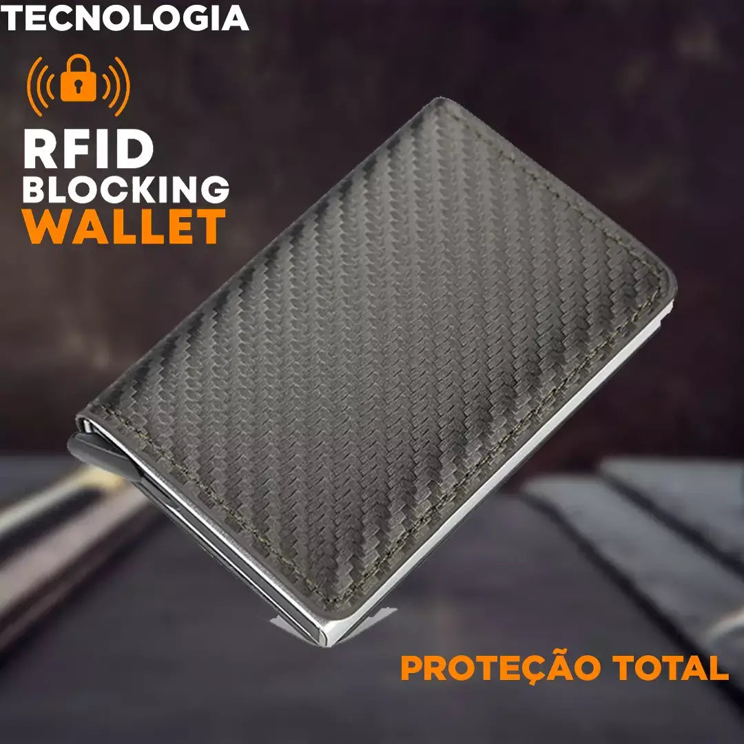 Carteira Antifurto Blindada com Proteção RFID Café Escuro